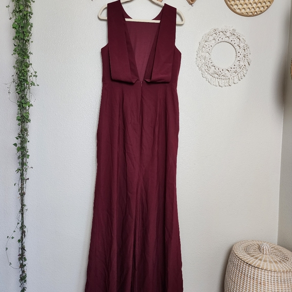 Dessy Collection Draped Backless Crepe Dress With Pockets Womens 12 NWT - Picture 6 of 14